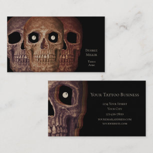 Skull Head Funny Sepia Brown Black Gothic Business Card