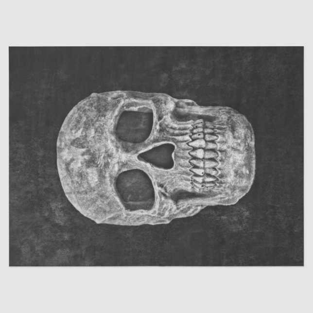 Skull Head Gothic Black And White Grunge Tissue Paper (Front)