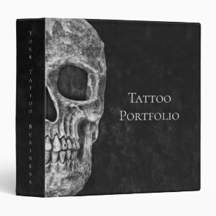 Skull Head Gothic Black And White Tattoo Shop Binder