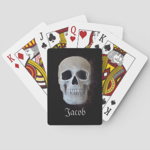 Skull Head Gothic Black And White Trendy Art Playing Cards