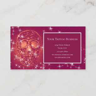 Skull Head Purple Elegant Gothic Girly Glitter Business Card