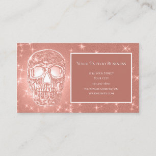 Skull Head Rose Gold Elegant Gothic Girly Glitter Business Card
