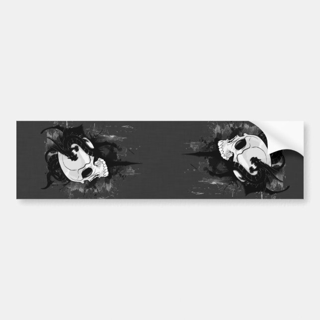 skull head with dragon graffiti bumper sticker (Front)