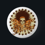 Skull Headdress 2 Button<br><div class="desc">Indian skull headdress with banners and stars. Designed for men,  women and children.</div>