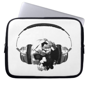 skull headphones laptop sleeve