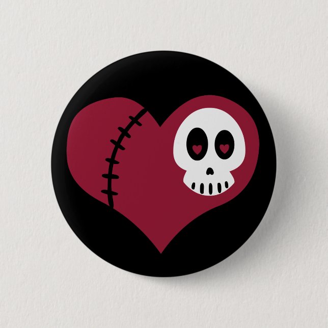 Skull Heart 2 Inch Round Button (Front)