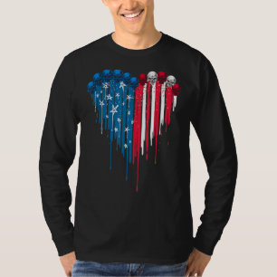 Skull Heart American Flag Dripping T-Shirt