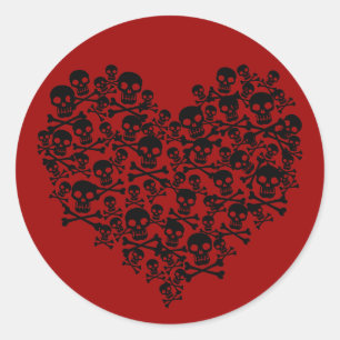 Skull Heart Classic Round Sticker