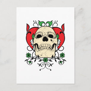 Skull Heart Grunge Postcard