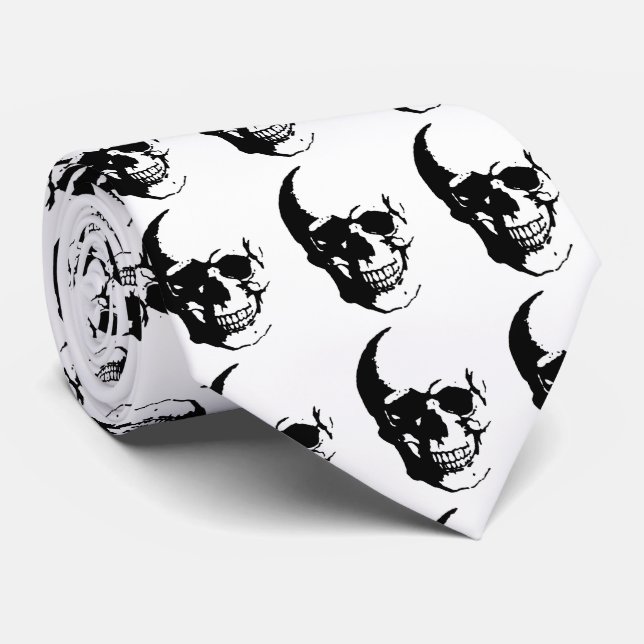 Skull - Heavy Metal Fantasy Art Tie (Rolled)