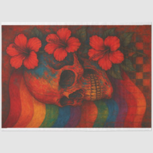 Skull & Hibiscus Against Pride Flag Decoupage Tissue Paper
