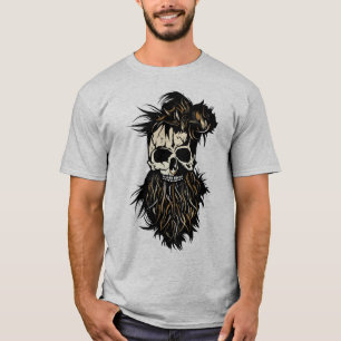 skull_hipster_bearded_barb_ring_nose_head T-Shirt