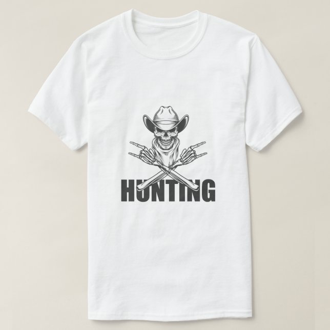 Skull Hunter T-Shirt – Rugged & Rebellious (Design Front)