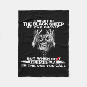 Skull I Might Be The Black Retro Sheep Of The Fami Fleece Blanket