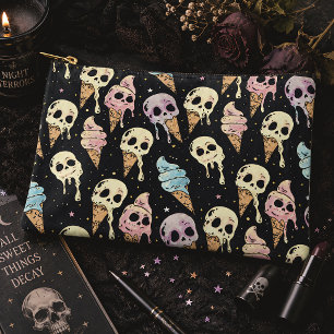 Skull Ice Cream Summer Goth Spooky Accessory Pouch