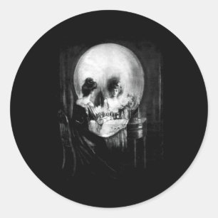 Skull illusion all is vanity classic round sticker
