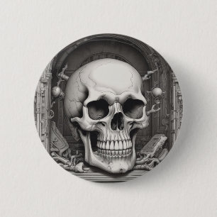 Skull Illustration 2 Inch Round Button