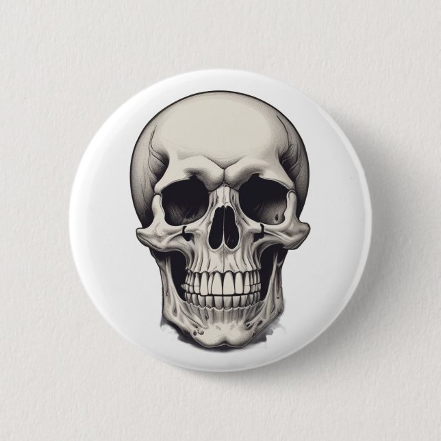 Skull Illustration 2 Inch Round Button (Front)