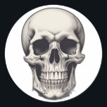 Skull Illustration Classic Round Sticker<br><div class="desc">Fantasy Rock Punk Heavy Metal Art - Skull Skeleton - Digital Fantasy Art</div>