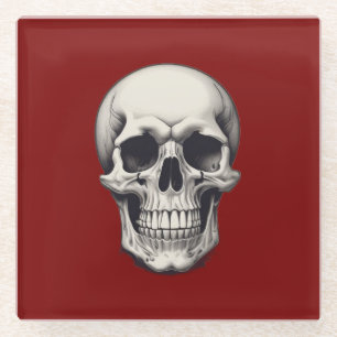 Skull Illustration Glass Coaster