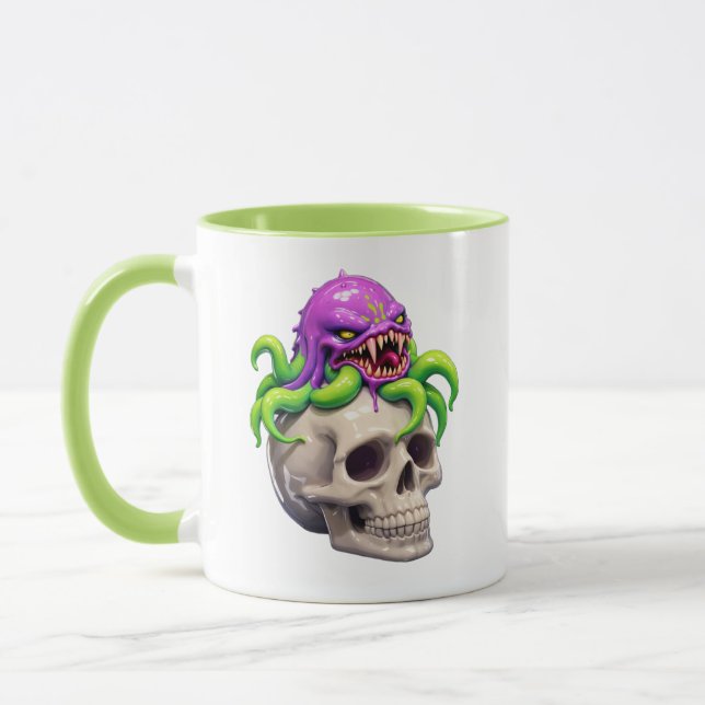 Skull Illustration Glossy Tentacle Monster Mug (Left)