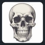 Skull Illustration Square Sticker<br><div class="desc">Fantasy Rock Punk Heavy Metal Art - Skull Skeleton - Digital Fantasy Art</div>