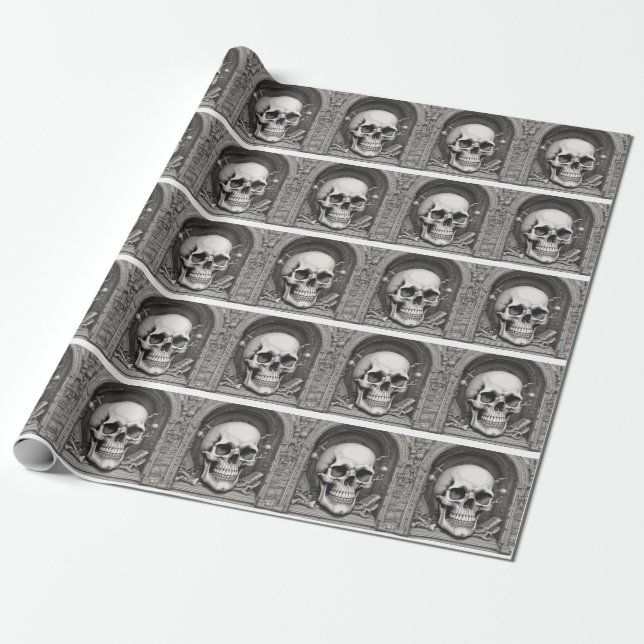 Skull Illustration Wrapping Paper (Unrolled)