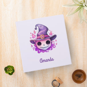 Skull in a Witch's Hat Whimsical Binder