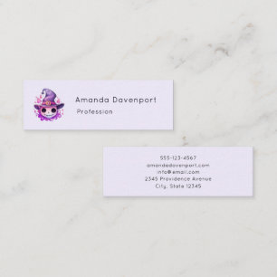 Skull in a Witch's Hat Whimsical Mini Business Card