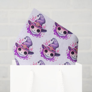 Skull in a Witch's Hat Whimsical Pattern Tissue Paper
