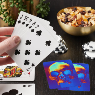 Skull in Blue and Gold Foam Boards Playing Cards