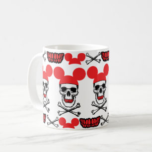 Skull in Cartoon Mouse-Ear Hat with X-Bone Coffee Mug