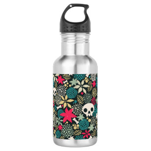 Skull in flowers 532 ml water bottle