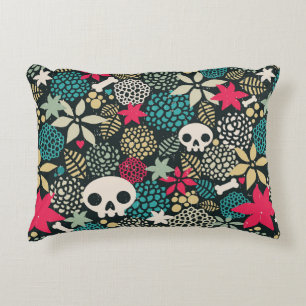 Skull in flowers accent pillow