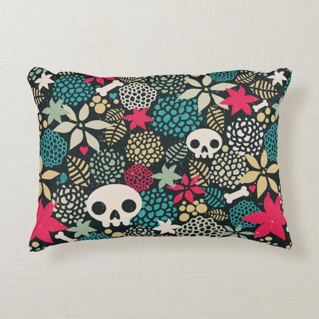 Skull in flowers accent pillow (Front)
