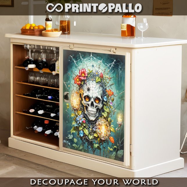 Skull in flowers and spider webs tissue paper (Creator Uploaded)