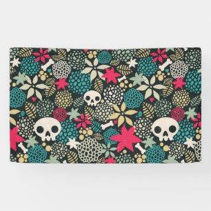 Skull in flowers banner