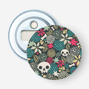 Skull in flowers bottle opener