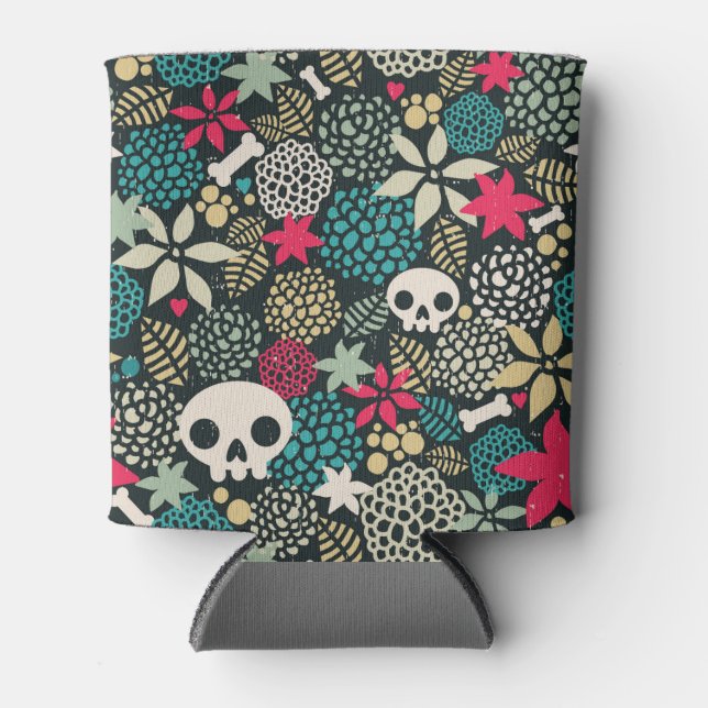 Skull in flowers can cooler (Front)