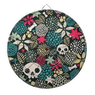 Skull in flowers dartboard