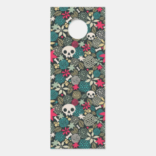 Skull in flowers door hanger