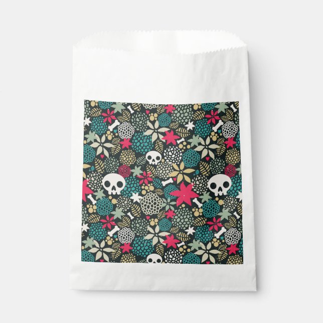 Skull in flowers favour bag (Front)