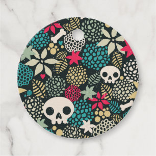 Skull in flowers favour tags