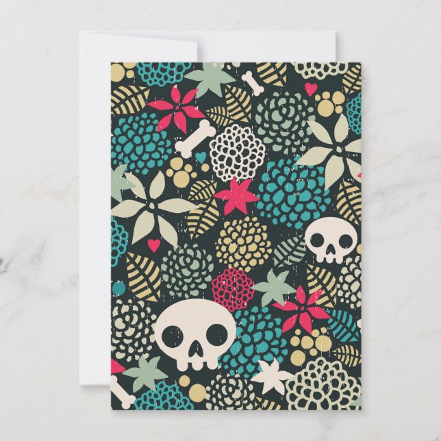 Skull in flowers invitation (Front)