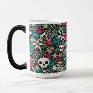Skull in flowers magic mug