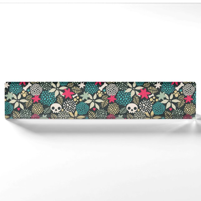 Skull in flowers nameplate (Front)