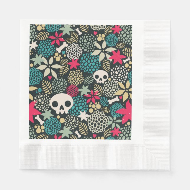 Skull in flowers napkin (Front)