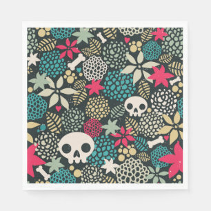 Skull in flowers napkin