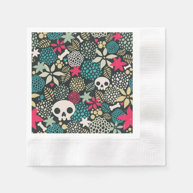 Skull in flowers napkin (Front)
