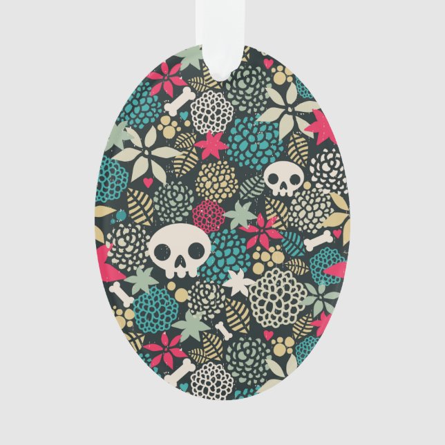 Skull in flowers ornament (Front)